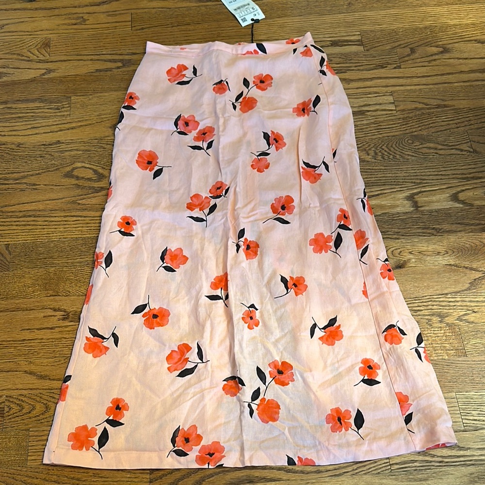 Zara Floral Pink Maxi Skirt size small